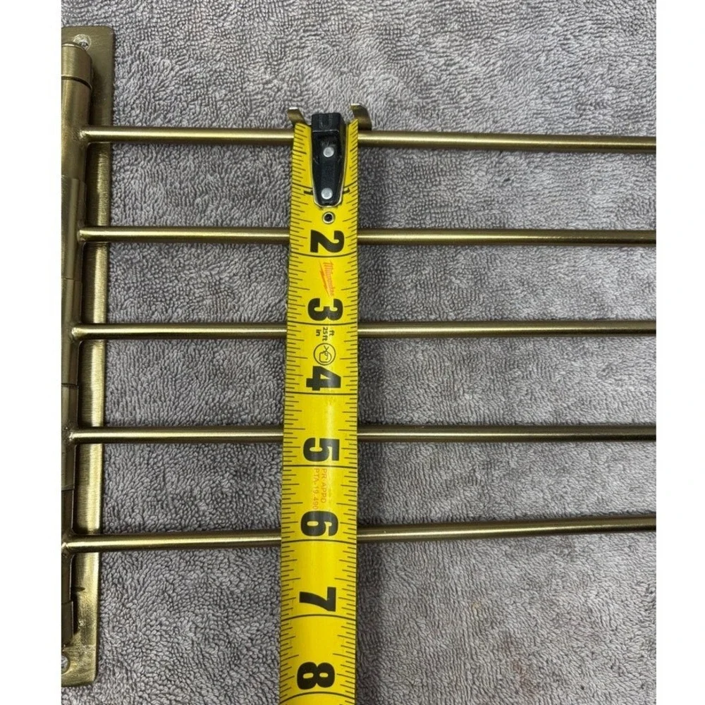 Vintage Brass Tone 5 Arm Swing Towel Rack Wall Mount Bathroom 10x11